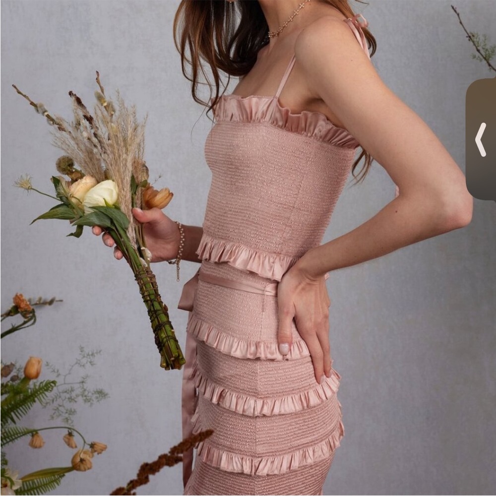 Anthropologie V. Chapman Lily Smocked Bodycon Midi Dress size 6 - Picture 3 of 9